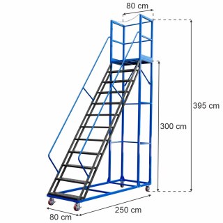 Drabina magazynowa przejezdna standard 12 stopni H300 cm MTP004357