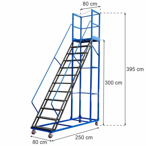 Drabina magazynowa przejezdna standard 12 stopni H300 cm MTP004357