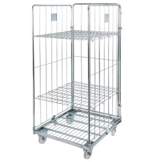 Rollkontener wózek siatkowy transportowy Universal 3 ściany 2 półki MPP001080