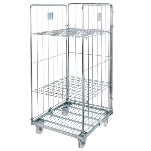 Rollkontener wózek siatkowy transportowy Universal 3 ściany 2 półki MPP001080