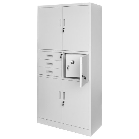 Szafa biurowa metalowa Wenus sejf pełne drzwi 90x40x185 szara MTP004765