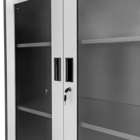 Szafa biurowa metalowa Wenus 4 szuflady przeszklone drzwi 90x40x185 grafit MTP004762