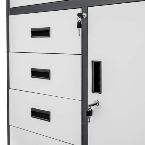 Szafa biurowa metalowa Wenus 4 szuflady przeszklone drzwi 90x40x185 grafit MTP004762