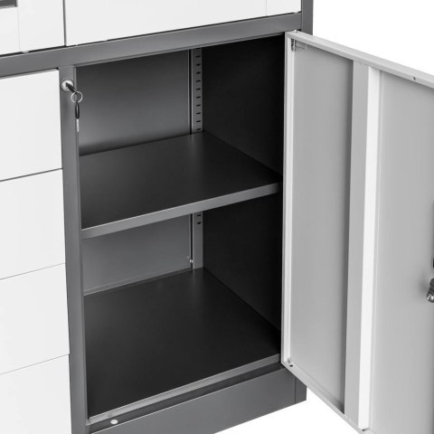 Szafa biurowa metalowa Wenus 4 szuflady przeszklone drzwi 90x40x185 grafit MTP004762