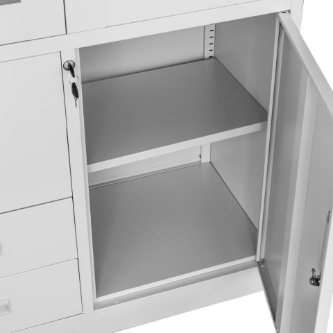 Szafa biurowa metalowa Wenus 4 szuflady przeszklone drzwi 90x40x185 szara MTP004760