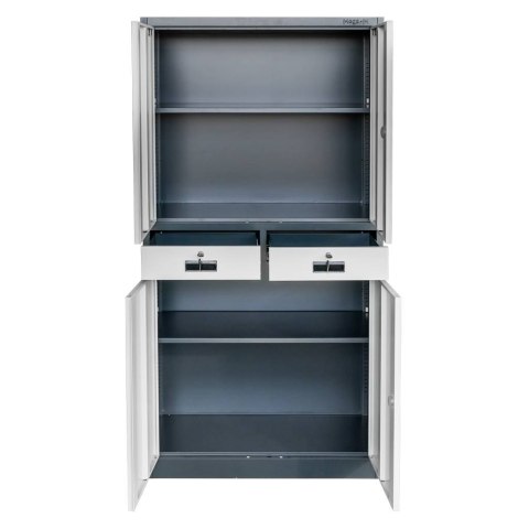 Szafa biurowa metalowa Wenus 4 szuflady przeszklone drzwi 90x40x185 szara MTP004760