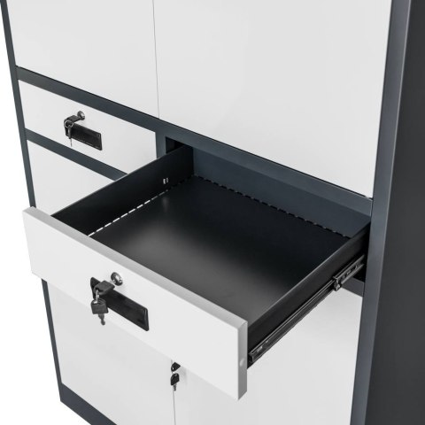 Szafa biurowa metalowa Wenus 4 szuflady przeszklone drzwi 90x40x185 szara MTP004760