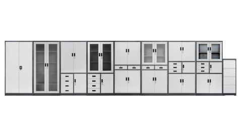 Szafa biurowa metalowa Wenus 4 szuflady przeszklone drzwi 90x40x185 szara MTP004760