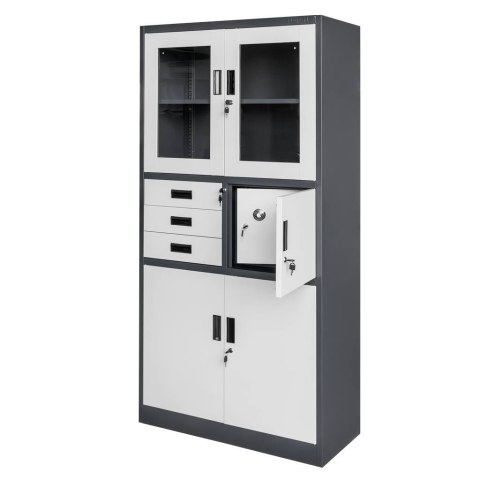 Szafa biurowa metalowa Wenus sejf przeszklone drzwi 90x40x185 grafit MTP004766