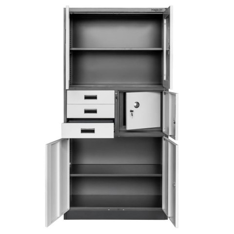 Szafa biurowa metalowa Wenus sejf przeszklone drzwi 90x40x185 grafit MTP004766