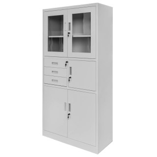 Szafa biurowa metalowa Wenus sejf przeszklone drzwi 90x40x185 szara MTP004764