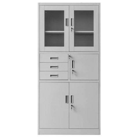 Szafa biurowa metalowa Wenus sejf przeszklone drzwi 90x40x185 szara MTP004764