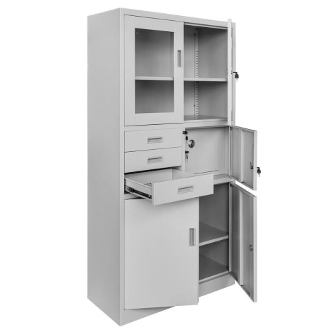 Szafa biurowa metalowa Wenus sejf przeszklone drzwi 90x40x185 szara MTP004764