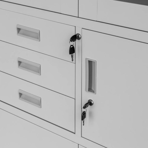 Szafa biurowa metalowa Wenus sejf przeszklone drzwi 90x40x185 szara MTP004764