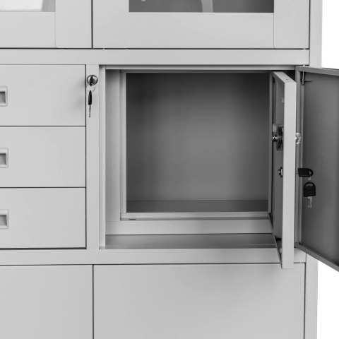 Szafa biurowa metalowa Wenus sejf przeszklone drzwi 90x40x185 szara MTP004764