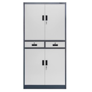 Szafa biurowa Wenus 2 szuflady pełne drzwi 90x40x185 grafit MTP004755