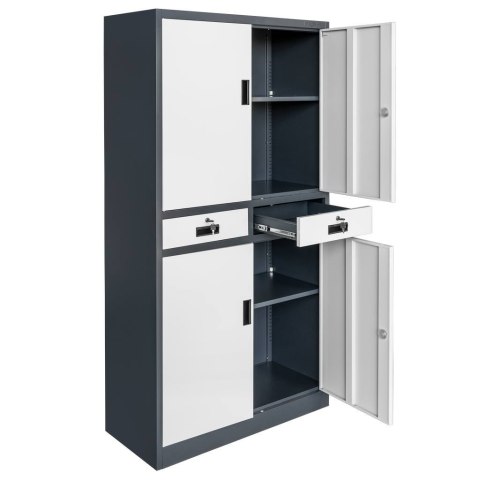 Szafa biurowa Wenus 2 szuflady pełne drzwi 90x40x185 grafit MTP004755