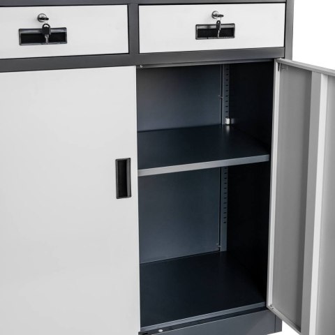 Szafa biurowa Wenus 2 szuflady pełne drzwi 90x40x185 grafit MTP004755