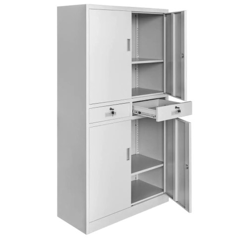 Szafa biurowa Wenus 2 szuflady pełne drzwi 90x40x185 szara MTP004753