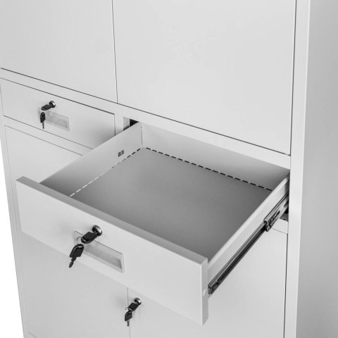 Szafa biurowa Wenus 2 szuflady pełne drzwi 90x40x185 szara MTP004753