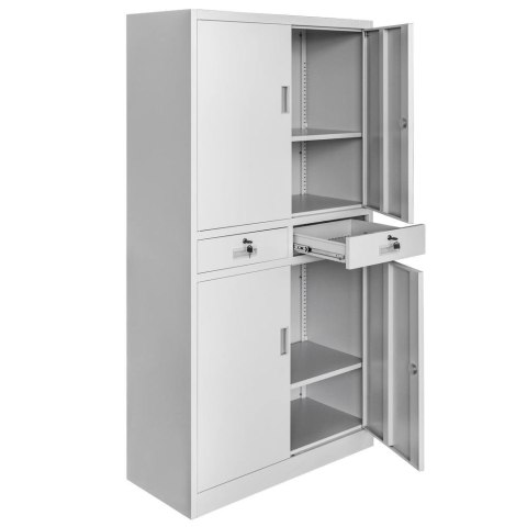 Szafa biurowa Wenus 2 szuflady pełne drzwi 90x40x185 szara MTP004753