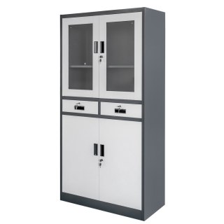 Szafa biurowa Wenus 2 szuflady przeszklone drzwi 90x40x185 grafit MTP004754