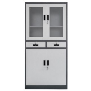 Szafa biurowa Wenus 2 szuflady przeszklone drzwi 90x40x185 grafit MTP004754