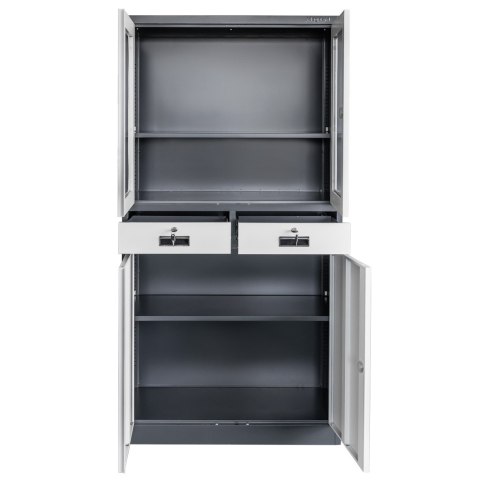 Szafa biurowa Wenus 2 szuflady przeszklone drzwi 90x40x185 grafit MTP004754