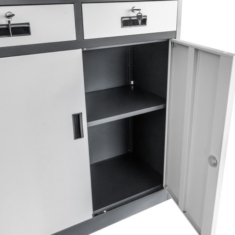 Szafa biurowa Wenus 2 szuflady przeszklone drzwi 90x40x185 grafit MTP004754