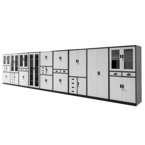 Szafa biurowa Wenus 2 szuflady przeszklone drzwi 90x40x185 grafit MTP004754