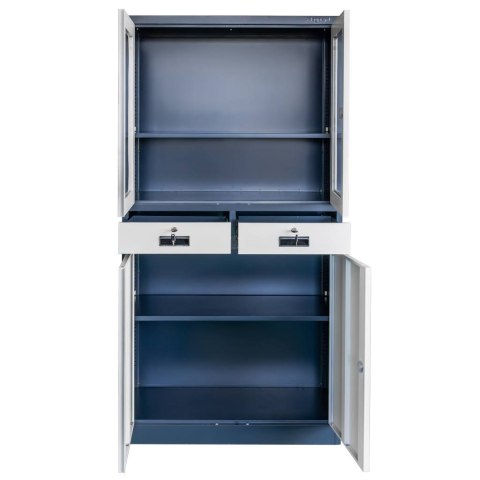 Szafa biurowa Wenus 2 szuflady przeszklone drzwi 90x40x185 grafit MTP004754