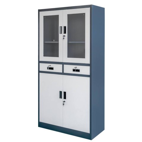 Szafa biurowa Wenus 2 szuflady przeszklone drzwi 90x40x185 grafit MTP004754