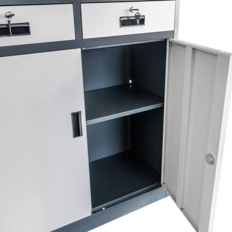 Szafa biurowa Wenus 2 szuflady przeszklone drzwi 90x40x185 grafit MTP004754