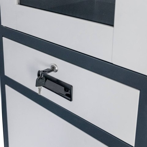 Szafa biurowa Wenus 2 szuflady przeszklone drzwi 90x40x185 grafit MTP004754