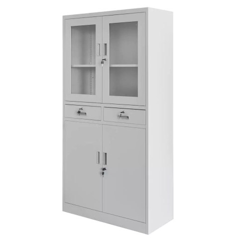 Szafa biurowa Wenus 2 szuflady przeszklone drzwi 90x40x185 szara MTP004752