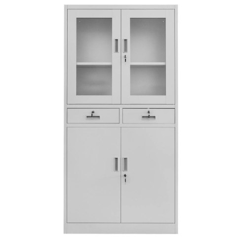 Szafa biurowa Wenus 2 szuflady przeszklone drzwi 90x40x185 szara MTP004752