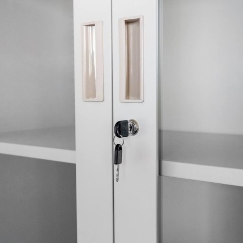 Szafa biurowa Wenus 2 szuflady przeszklone drzwi 90x40x185 szara MTP004752