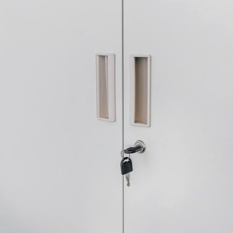 Szafa biurowa Wenus 2 szuflady przeszklone drzwi 90x40x185 szara MTP004752