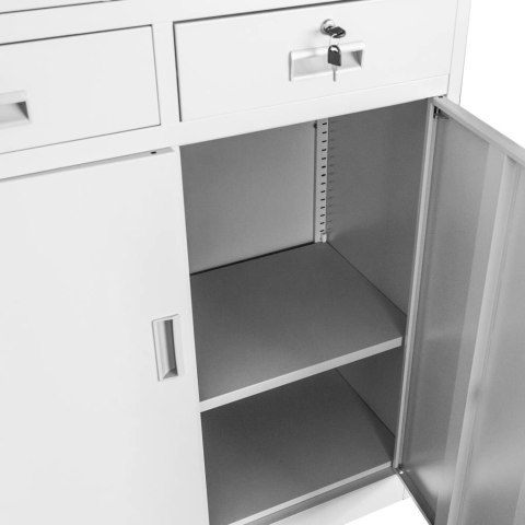 Szafa biurowa Wenus 2 szuflady przeszklone drzwi 90x40x185 szara MTP004752