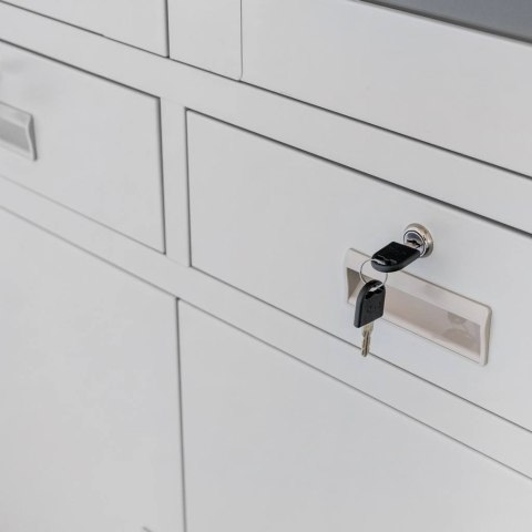 Szafa biurowa Wenus 2 szuflady przeszklone drzwi 90x40x185 szara MTP004752