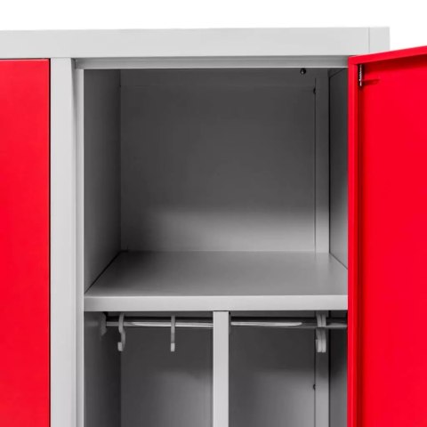 Szafka BHP ubraniowa 2 drzwiowa z przegrodami 80 cm szara czerwony front MTP003827