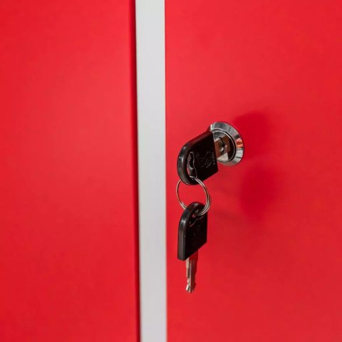 Szafka BHP ubraniowa 2 drzwiowa z przegrodami 80 cm szara czerwony front MTP003827