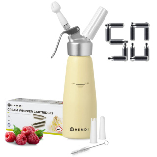 Żółty Syfon Do Bitej Śmietany Dekorator Hendi 0,5l Naboje W Zestawie 50 Sztuk