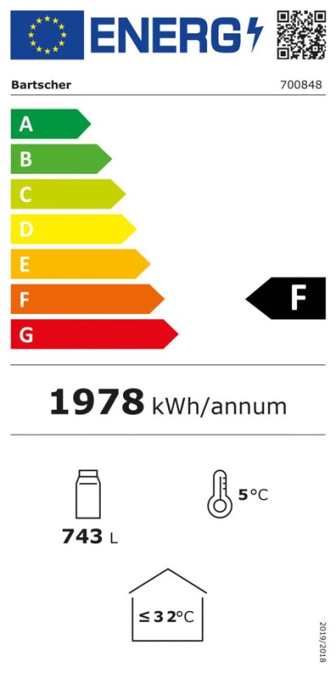 Szafa Chłodnicza Lodówka 804L 880x720x2020 Bartscher 700848