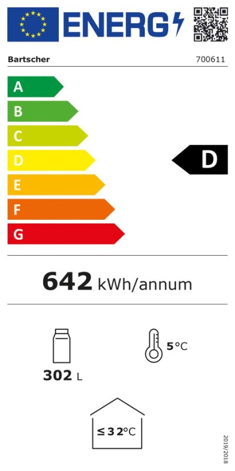 Szafa Chłodnicza Przeszklona 600x580x1845mm Bartscher 700611