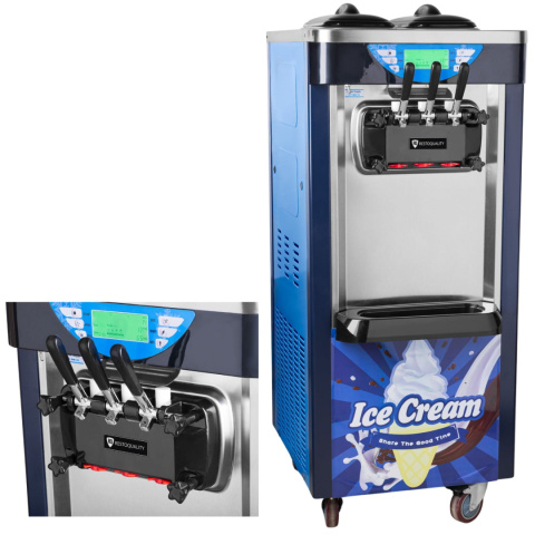 Maszyna Do Lodów Włoskich Automat Soft Nocne Chłodzenie 2 Smaki + Mix Niebieska 2x6l Rq208c-B Maszyna Do Lodów Włoskich Automat Soft Nocne Chłodzenie 2 Smaki + Mix Niebieska 2x6l Rq208c-B