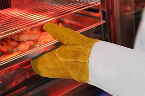 Rękawice do Grilla Odporne na Ciepło Skórzane 2 Sztuki 460mm Hendi 556658