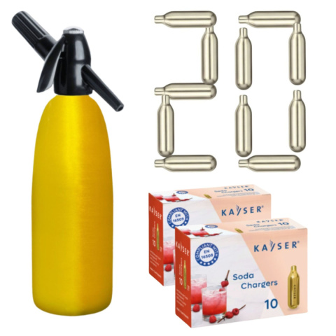 Syfon Saturator do Wody Sodowej 1L Piękny Złoty Kolor + 20 Naboi CO2 Syfon Saturator do Wody Sodowej 1L Piękny Złoty Kolor + 20 Naboi CO2