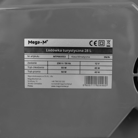Lodówka turystyczna elektryczna 28l przenośna chłodziarka MTP003553