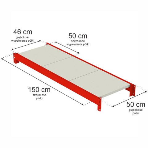 Półka do regału magazynowego Fortis L150 G50 stalowa MPP000250